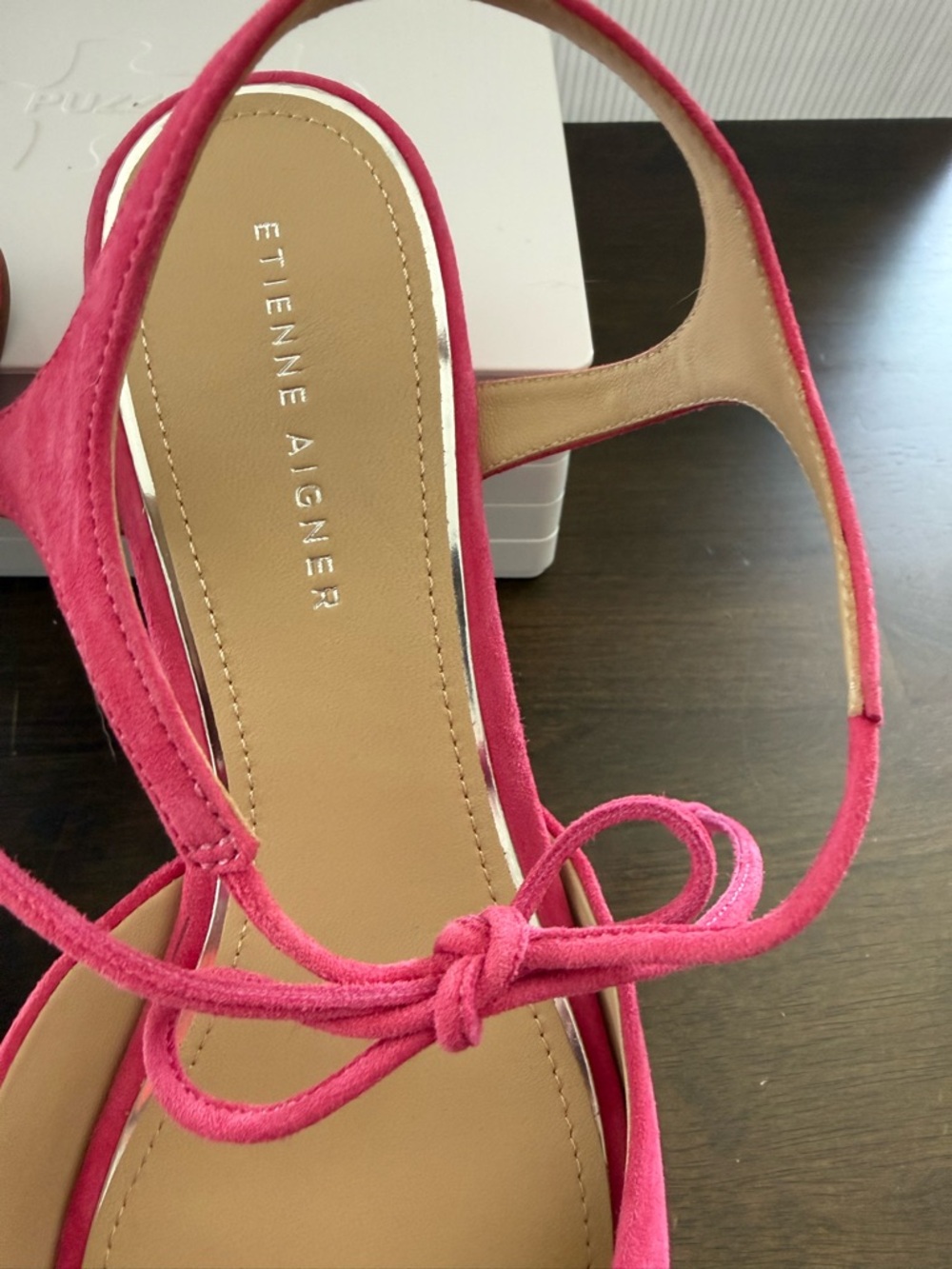 Etienne Aigner Pink Suede Sandals - Picture 8 of 12